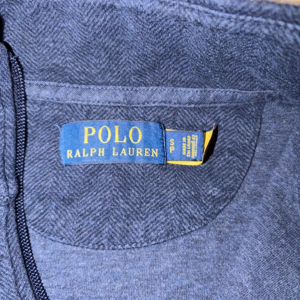 Polo Ralph Lauren Mens Navy Blue Herringbone Quarter Zip Pullover Small‎